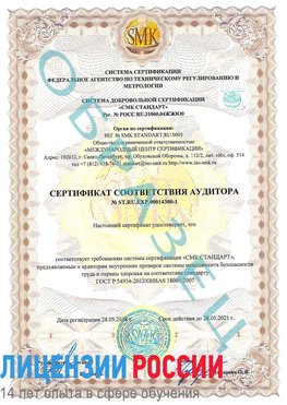 Образец сертификата соответствия аудитора №ST.RU.EXP.00014300-1 Сегежа Сертификат OHSAS 18001
